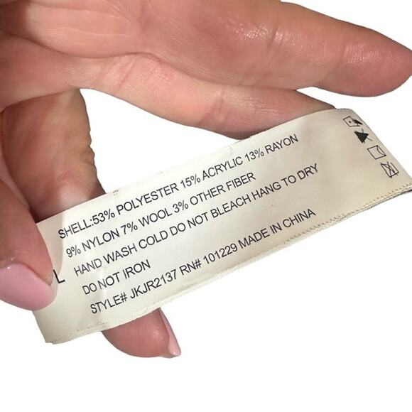 Ashley Gray Plaid Collared Button Front Cropped Shacket Women Sz L - Picture 10 of 10